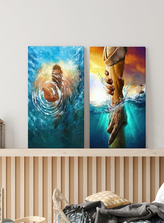 Fantasy Artists Framed Jesus Christ Canvas Wall Art The Hand of God Jesus Reaching Into Water Christian Painting Prints Biblical Wall Decor Religious Room Decor for Church Prayer Room Schools Hospitals 12" x 16" - Image 4