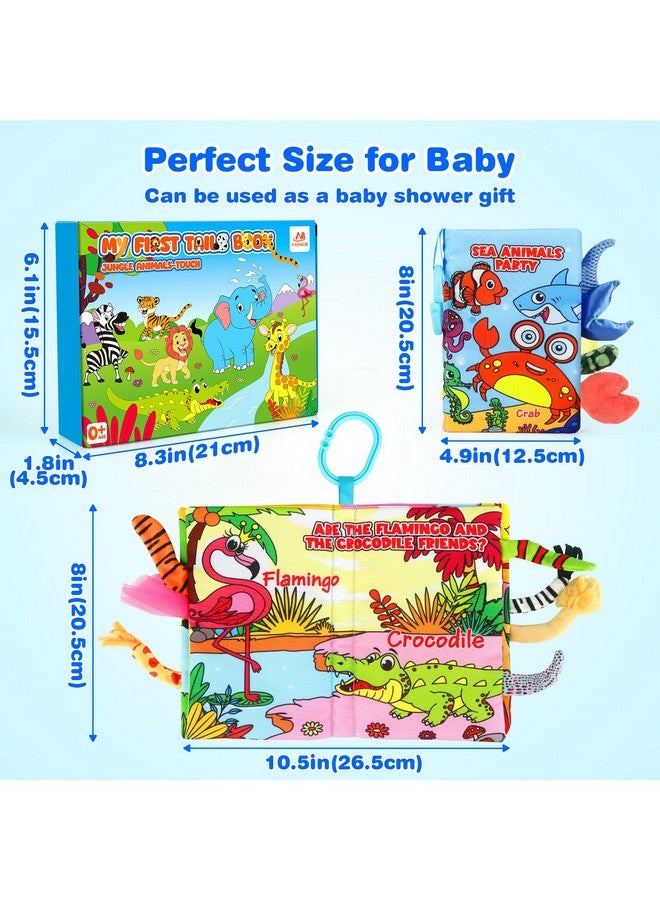 Vanmor Soft Baby Books For 0-18 Month Olds - 2Pcs Crinkle Cloth Books With Forest & Ocean Themes, Tummy Time Toys For Infants, Sensory Books For Babies, Ideal Christmas - Image 3