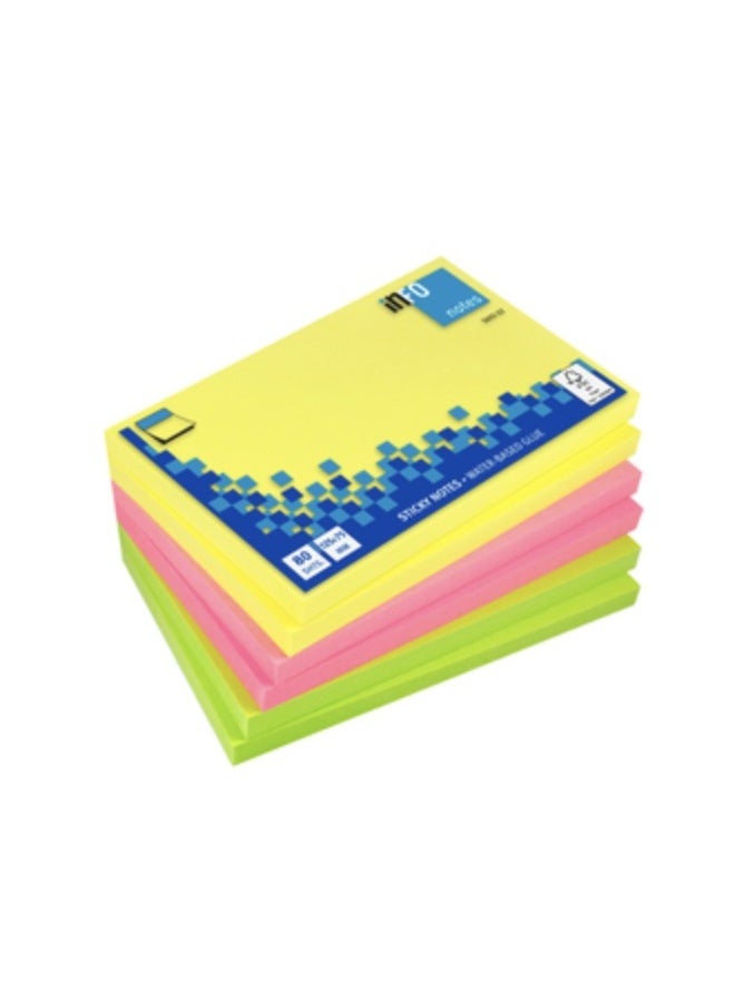 infonotes - STICKY NOTES, 75x125mm, 80 sheets, pack of 6 Brilliant color