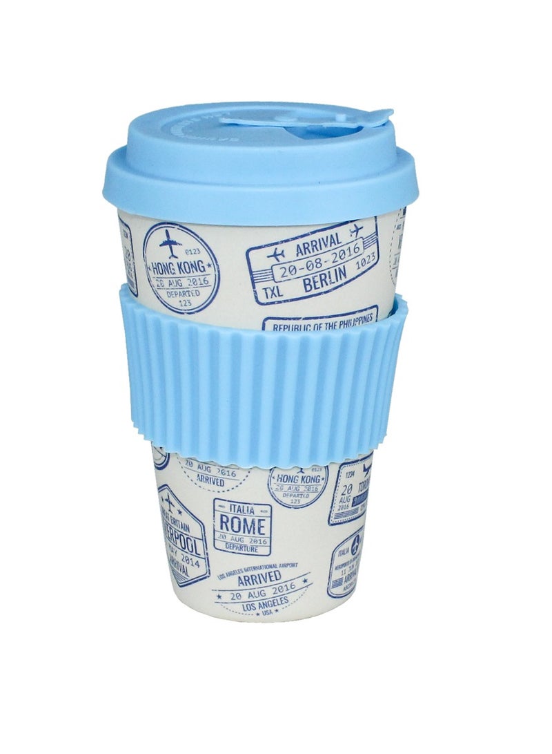 Mopita Natural Tea And Coffee Mug With Stylish Sports Design With Silicone Lid And Comfortable Grip Best for Healthy Lifestyle ,Takeaway Coffee Cup In An Elegant Way Made of Organic Natural Bamboo Fibre  - Image 3