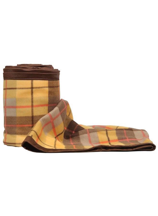 Goyal's Modern Check All Season Polar Fleece Single Bed Blanket, 60X90 Inches - Golden Brown, 300 TC - Image 2