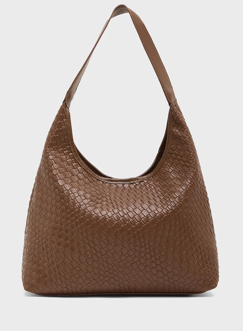 ELLA Textured Shoulder Bag with Pouch