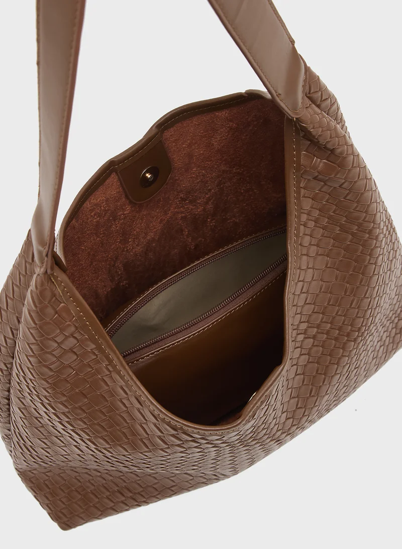 ELLA Textured Shoulder Bag with Pouch