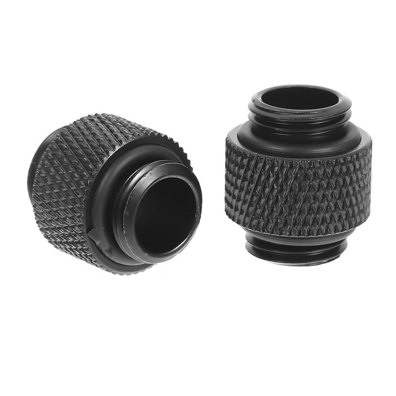 G1 4 Thread Male to Male PC Water Cooling Extender Fitting with Sealed Ring Black - Image 2