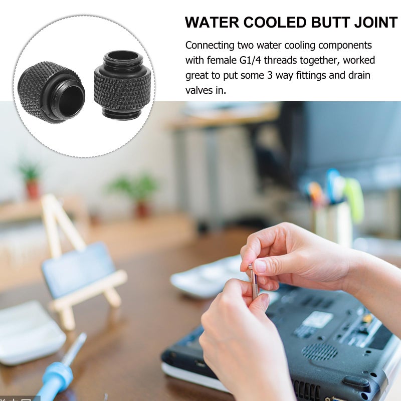 G1 4 Thread Male to Male PC Water Cooling Extender Fitting with Sealed Ring Black - Image 4