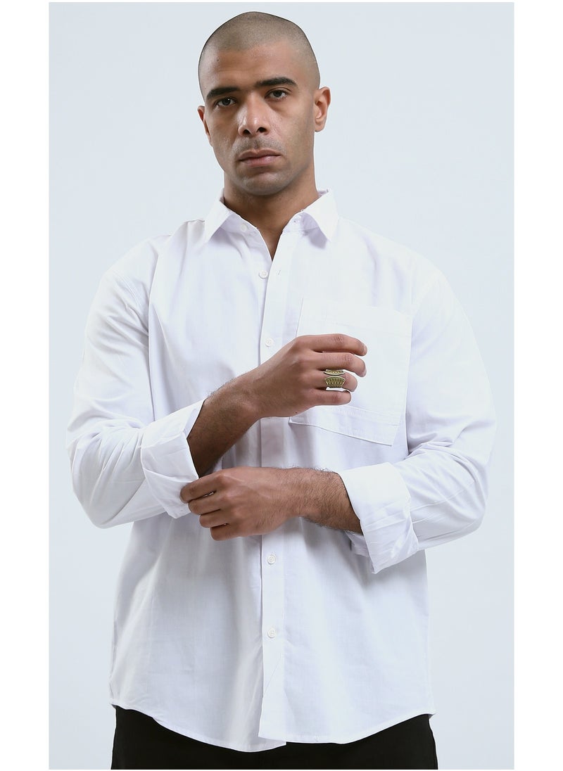 RAVIN Long Sleeves Regular Fit Buttoned White Shirt  - Image 1
