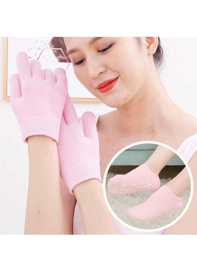 Ant - Moisturizing Glove and Sock, Gel Spa Moisturizing Therapy Sock ＆ Glove, Soften Repairing Dry Cracked, Hands Feet Skin Care (Pink) - Image 1