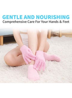 Ant Moisturizing Glove and Sock, Gel Spa Moisturizing Therapy Sock ＆ Glove, Soften Repairing Dry Cracked, Hands Feet Skin Care (Pink)  - Image 4