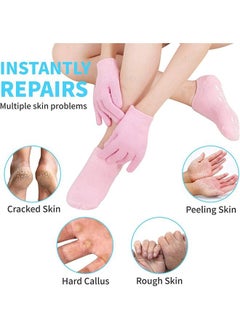 Ant Moisturizing Glove and Sock, Gel Spa Moisturizing Therapy Sock ＆ Glove, Soften Repairing Dry Cracked, Hands Feet Skin Care (Pink)  - Image 3