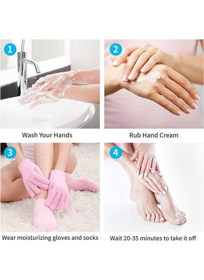 Ant - Moisturizing Glove and Sock, Gel Spa Moisturizing Therapy Sock ＆ Glove, Soften Repairing Dry Cracked, Hands Feet Skin Care (Pink) - Image 1