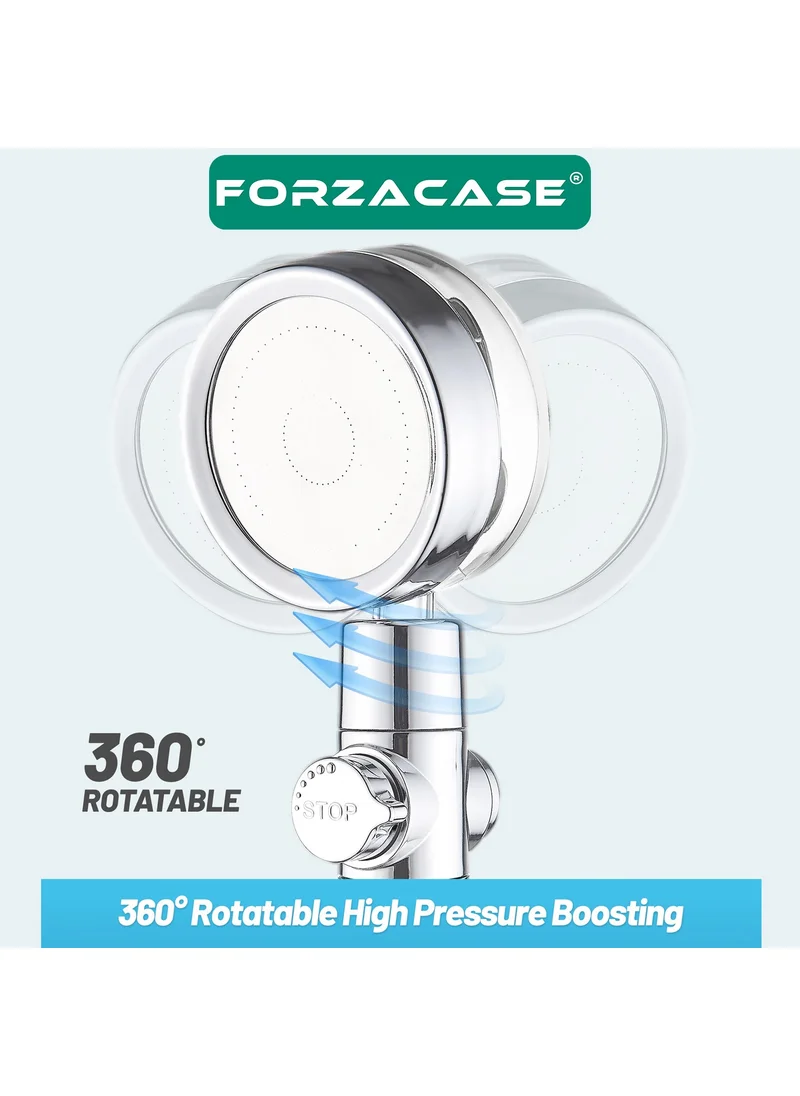 Forzacase High Pressure Metallic 360 Degree Rotatable Shower Head with Fan - FC325