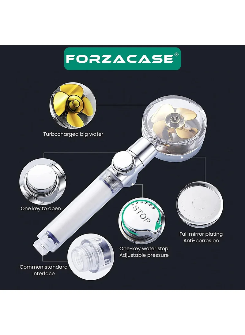 Forzacase High Pressure Metallic 360 Degree Rotatable Shower Head with Fan - FC325