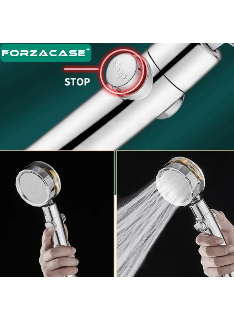 Forzacase High Pressure Metallic 360 Degree Rotatable Shower Head with Fan - FC325