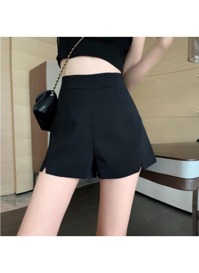 Generic - Plus Size Women's Chubby Girl Shorts Women's 202 Summer Loose Black High Waist A- Line Wide Leg Pants Slimming Casual Hot Pants - Image 1