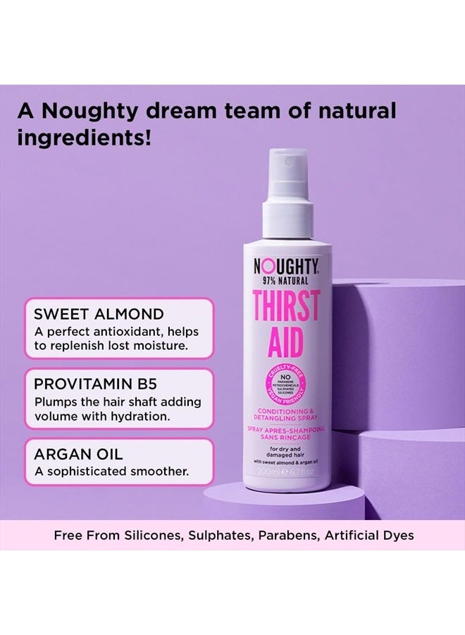 NOUGHTY 97% Natural Thirst Aid Conditioning and Detangling Spray, Leave In Hair Detangler Treatment for Dry and Damaged Hair, with Sweet Almond Oil, Sulphate Free Vegan Haircare 200ml - Image 3