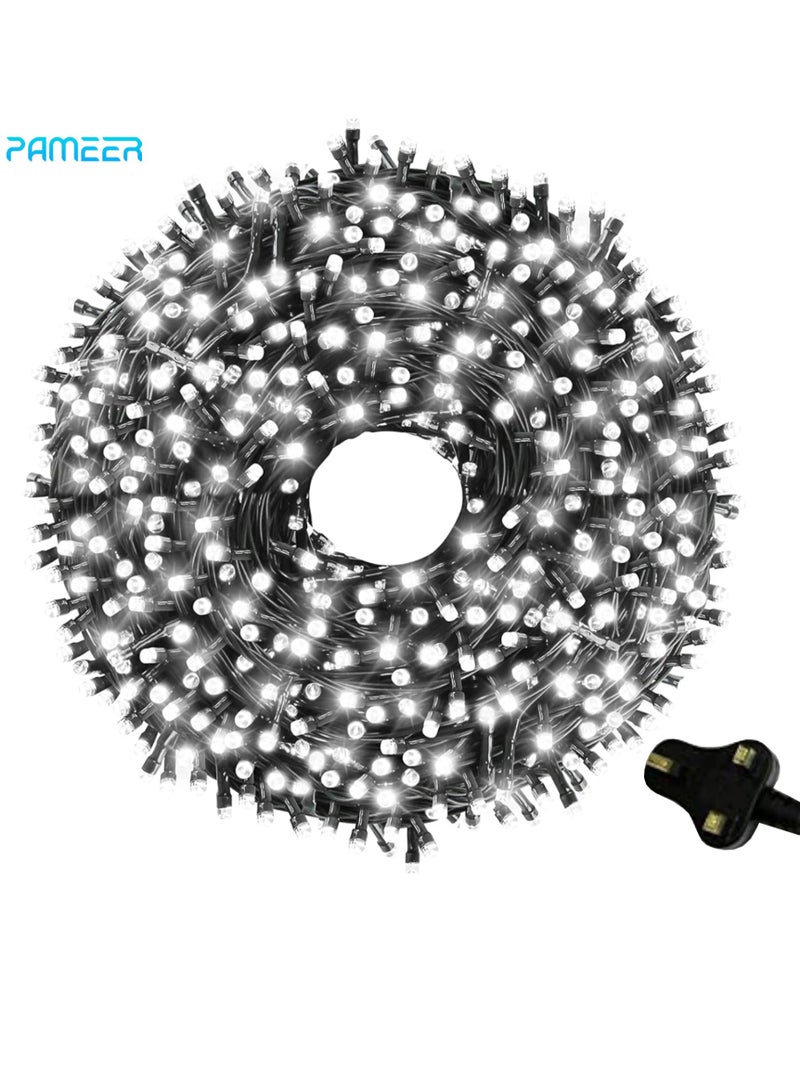 PAMEER Cool White LED String Lights Black Wire Plug-in 30mtr 300 LEDs String Home Decorative LED Strip for Christmas EID Ramadan Diwali and Wedding Parties Decoration Box Button Control 8 Modes  - Image 1