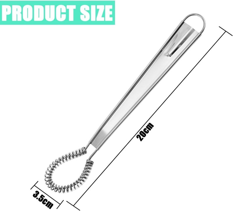 Homava Stainless Steel Whisk Manual Flat Mini Wire Egg Beater Spring Stirrer Sauce Milk Coffee Beater Tool | 8 Inch | 3 Pcs - Image 3