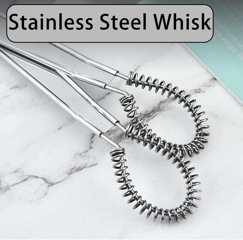 Homava Stainless Steel Whisk Manual Flat Mini Wire Egg Beater Spring Stirrer Sauce Milk Coffee Beater Tool | 8 Inch | 3 Pcs - Image 5