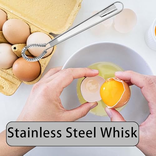Homava Stainless Steel Whisk Manual Flat Mini Wire Egg Beater Spring Stirrer Sauce Milk Coffee Beater Tool | 8 Inch | 3 Pcs - Image 2