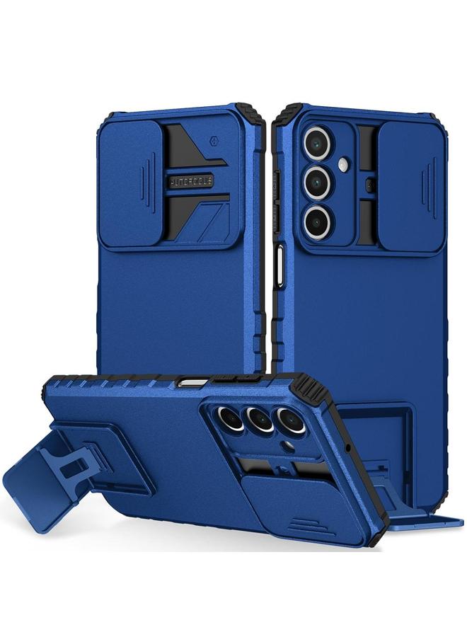 For Samsung Galaxy A16  4G / 5G Stereoscopic Holder Sliding Camshield Phone Case(Blue) 