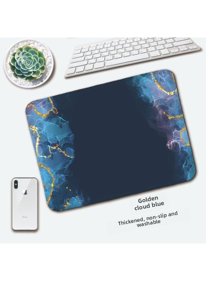 Special Marble Texture Mouse Pad Round Small Precision Lock Edge Electronic Competition Non-slip Office Mat Wholesale-Color:Round 250*3mm-Pattern:Golden Cloud Blue  - Image 1