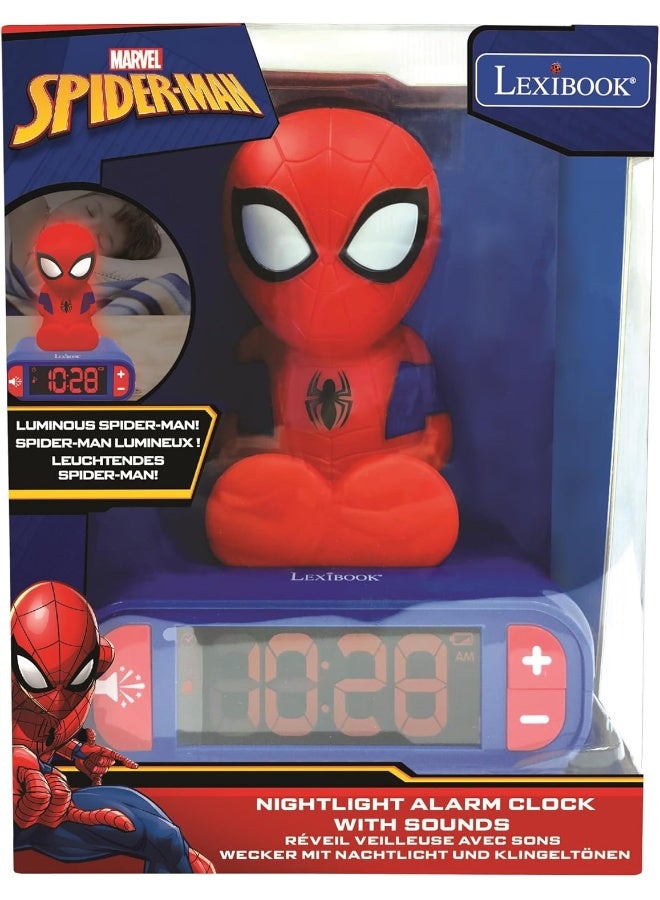 Lexibook Marvel Spider-Man Digital Alarm Clock for Kids with LED Night Light, Snooze Function, Superhero Sound Effects, Luminous Display, Bedroom Table Clock for Boys and Girls, Blue Spider-Man Theme Alarm Clock with Easy Read LCD Screen - Image 5