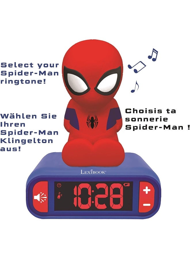 Lexibook Marvel Spider-Man Digital Alarm Clock for Kids with LED Night Light, Snooze Function, Superhero Sound Effects, Luminous Display, Bedroom Table Clock for Boys and Girls, Blue Spider-Man Theme Alarm Clock with Easy Read LCD Screen - Image 4