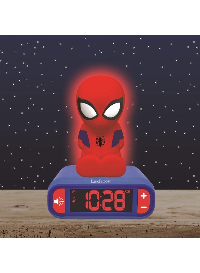 Lexibook Marvel Spider-Man Digital Alarm Clock for Kids with LED Night Light, Snooze Function, Superhero Sound Effects, Luminous Display, Bedroom Table Clock for Boys and Girls, Blue Spider-Man Theme Alarm Clock with Easy Read LCD Screen - Image 2