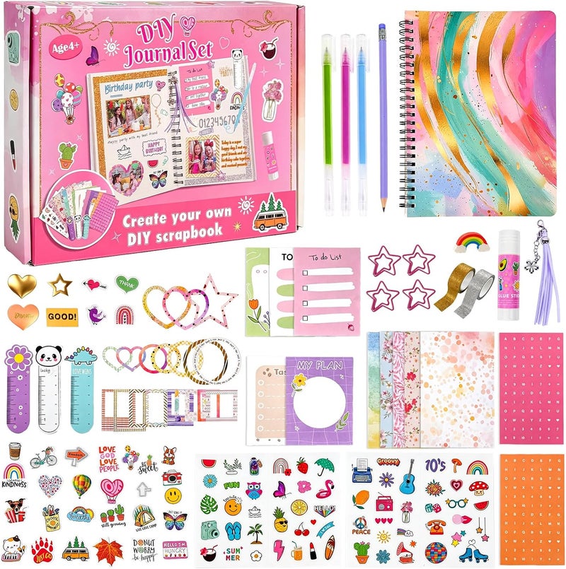 SOOO GOOD 59Pcs DIY Journaling Set, Multicolor Scrapbook Supplies Kit with Watercolor Notebook, Cute Stickers, Planner Paper for School Crafts Travel Diary, Ideal gifts for boys and girls aged 3-16 - Image 1