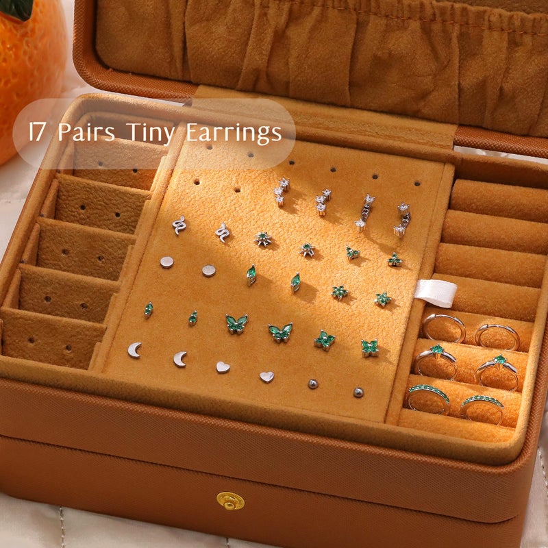 KRFY Flat Back Stud Earrings - 17 Pairs Silver Color Surgical Steel Stud Earrings For Women Hypoallergenic Hoop Earrings Tiny Screw Back Cartilage Earring Set For Multiple Piercing - Image 4