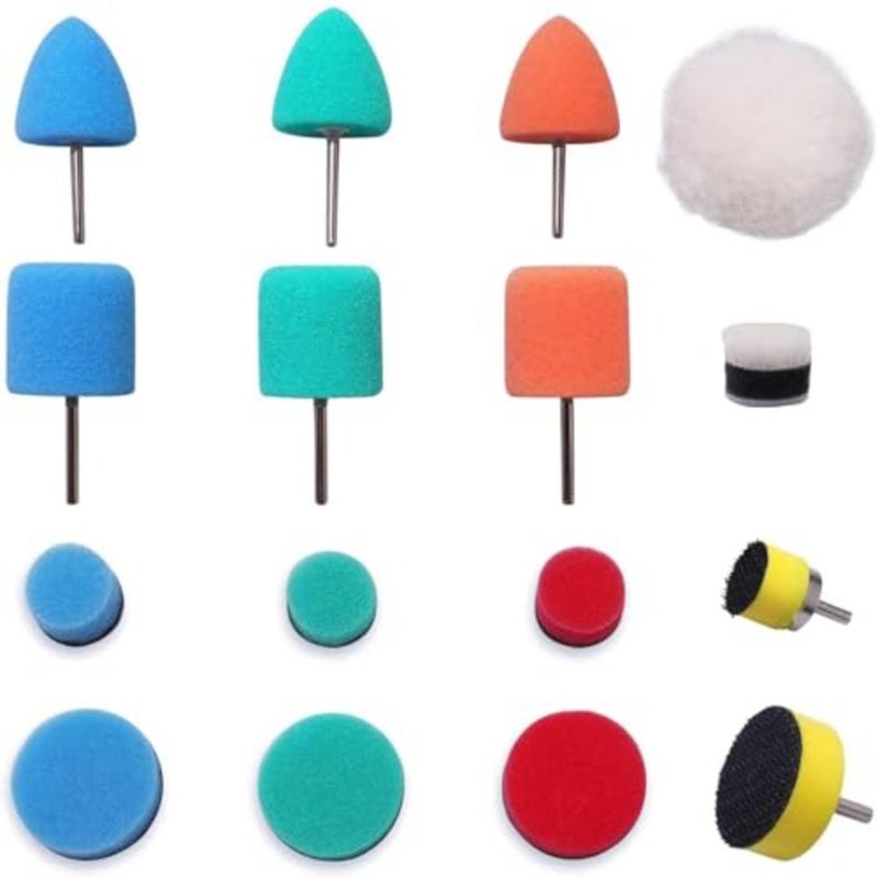 Xspring Mini Buffing Polishing Pads, 16PCS Buffing Pads for Drill, Drill Polishing Kit, Mini Detail Polisher Pads, For Rotary Tool, Cordless Electric Drill, Mini Polisher Tool for Tight Area Polishing - Image 1