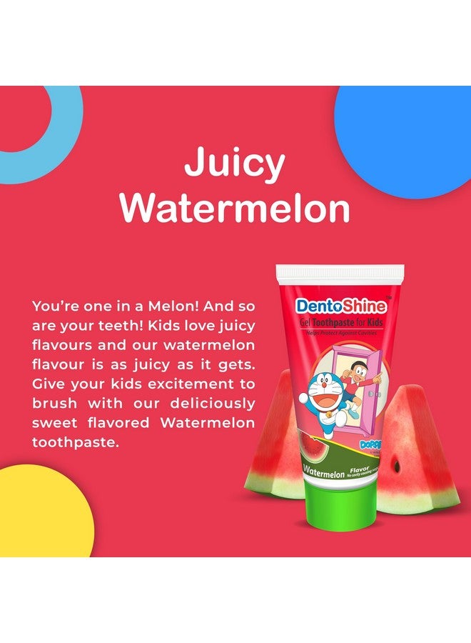 DentoShine Gel Toothpaste for Kids | Pack of 3 (3, Watermelon (Doraemon)) - Image 2