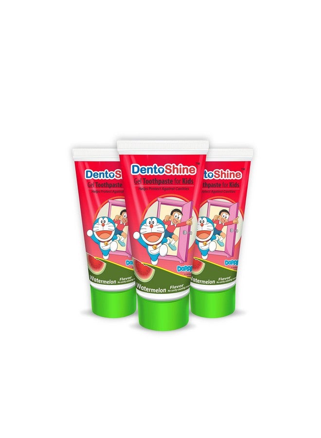 DentoShine Gel Toothpaste for Kids | Pack of 3 (3, Watermelon (Doraemon)) - Image 1