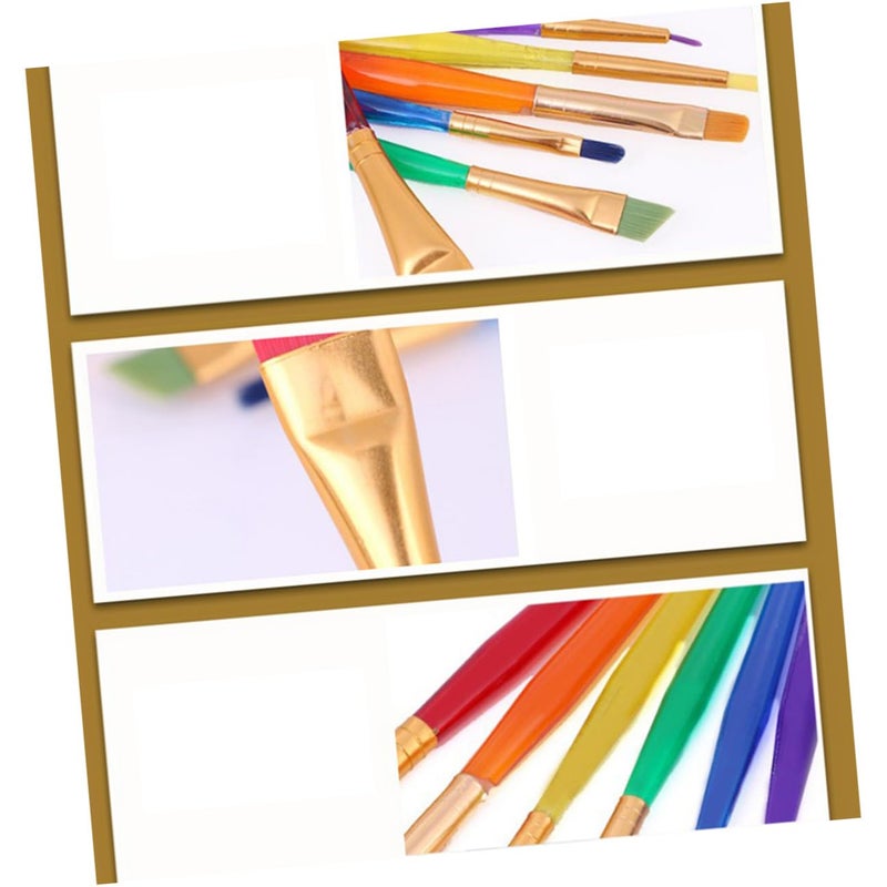 6Pcs Paint Brush Set For Beginners With Premium Bristles Plastic Handle Metal Tube - Image 3