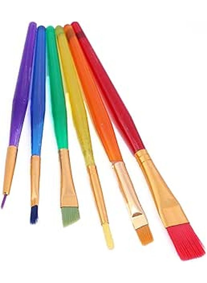 6Pcs Paint Brush Set For Beginners With Premium Bristles Plastic Handle Metal Tube - Image 1