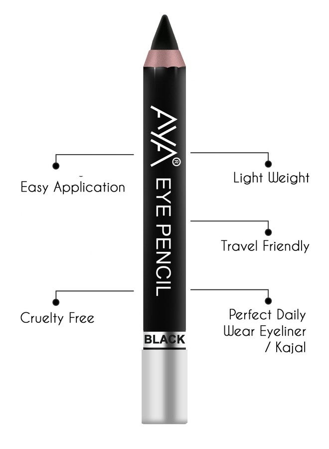 AYA Eye Pencil for Kajal/Eyeliner - set of 4 (Black, Blue, Brown, Golden) | Glides Smoothly | Creamy smooth formula | Light weight - Image 3
