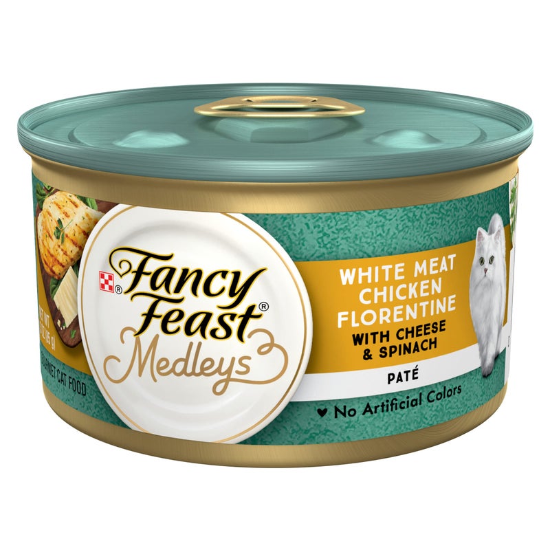 Fancy Feast Purina Fancy Feast Pate Wet Cat Food, Medleys White Meat Chicken Florentine With Cheese & Garden Greens - (Pack of 24) 3 oz. Cans - Image 1