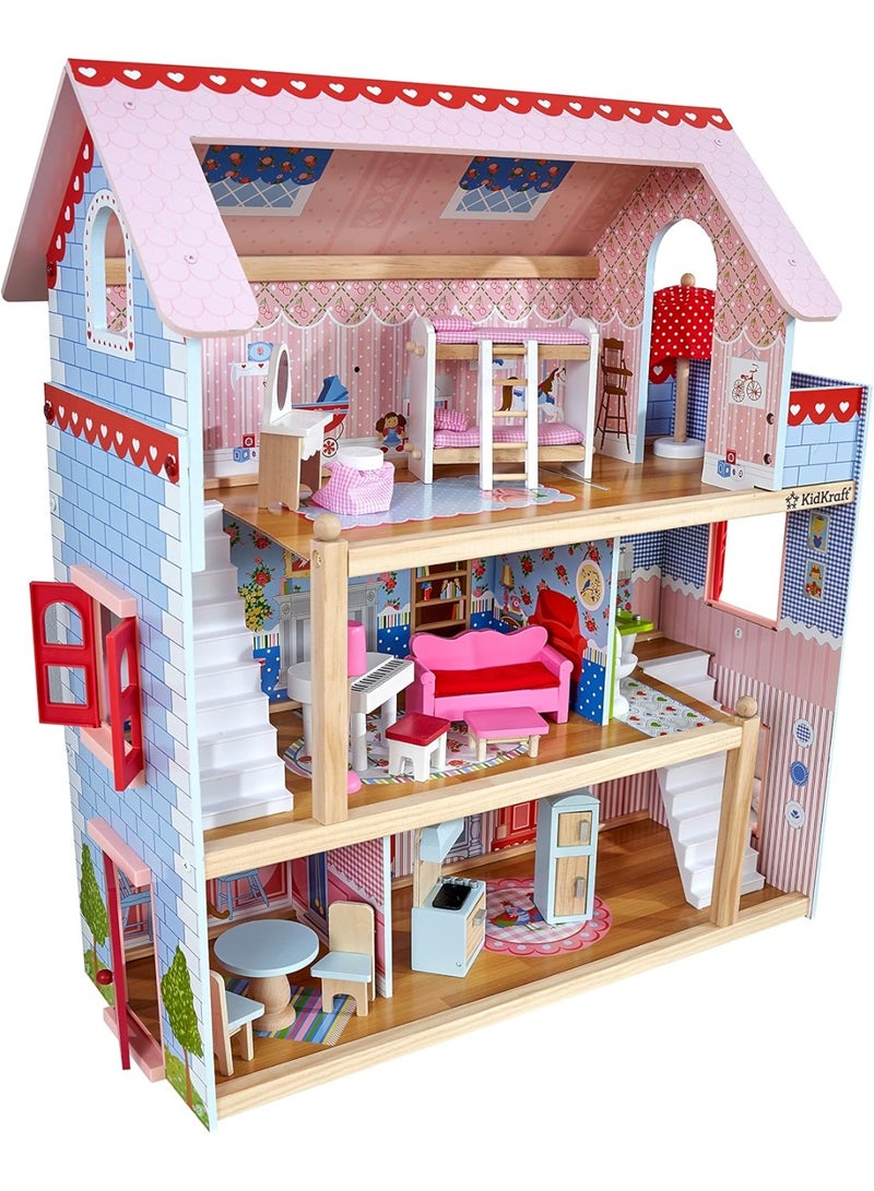 Chelsea Wooden Dollhouse with Furniture and Accessories (3 Levels) - Image 1