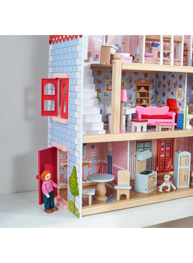 Chelsea Wooden Dollhouse with Furniture and Accessories (3 Levels) - Image 4