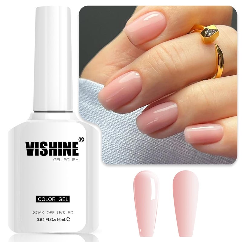 Vishine Gel Nail Polish Nude Pink Gel Polish Sheer Neutral Color Jelly Gel Nail Polish Natural Translucent Soak Off U V Gel Nails Nail Art French Manicure at Home 0.54 Oz Color E022 - Image 1