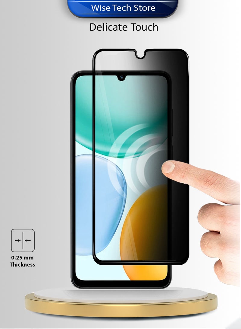 دبليو تيك هاتف Honor X5c 4G 2025 سلسلة Premium E2E واقي شاشة زجاجي مقوى كامل الغطاء مع حماية للخصوصية (MSGECP) - شفاف/أسود - Image 4