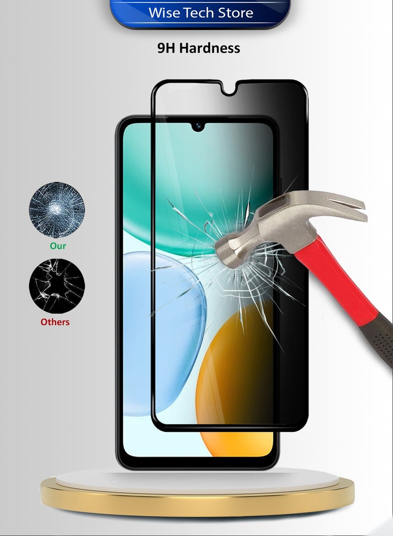 دبليو تيك هاتف Honor X5c 4G 2025 سلسلة Premium E2E واقي شاشة زجاجي مقوى كامل الغطاء مع حماية للخصوصية (MSGECP) - شفاف/أسود - Image 3