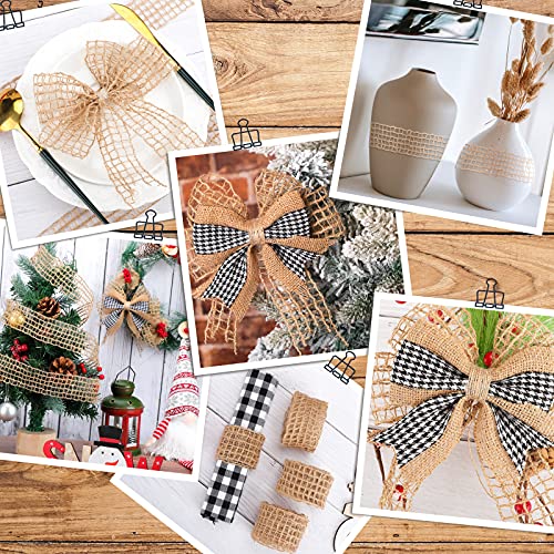 Mtlee 2 Rolls Mesh Burlap Wired Ribbon Open Weave Burlap Net Ribbon Fabric DIY Craft for Wrapping Bow Wreath Party DIY Crafts Home Decor(20 Yards x 2 Inch,5 Square Grids) - Image 5