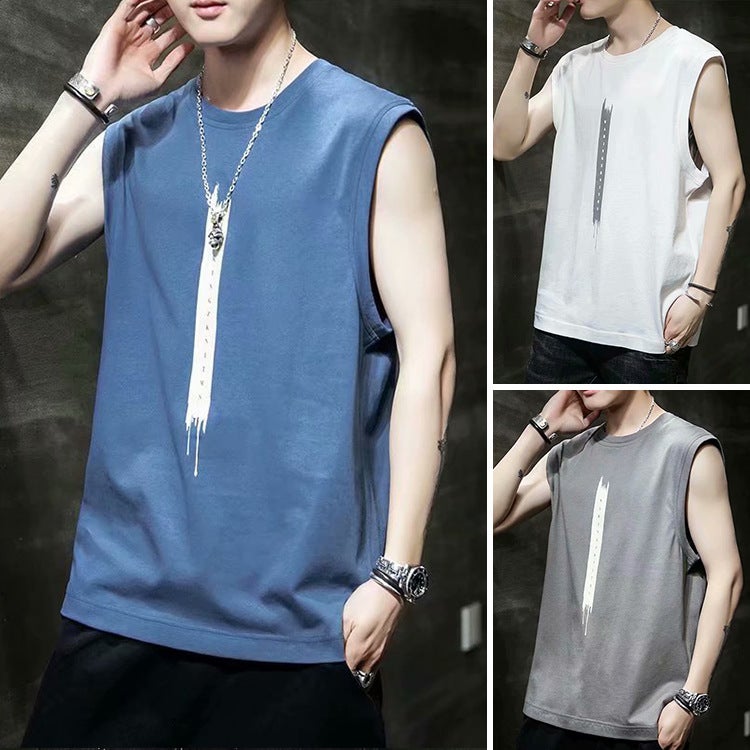 Sleeveless T-Shirt Men'S Summer Casual Vest Sports Loose Thin Waistcoat Basketball Trendy New Vest Outer Wear - Image 3