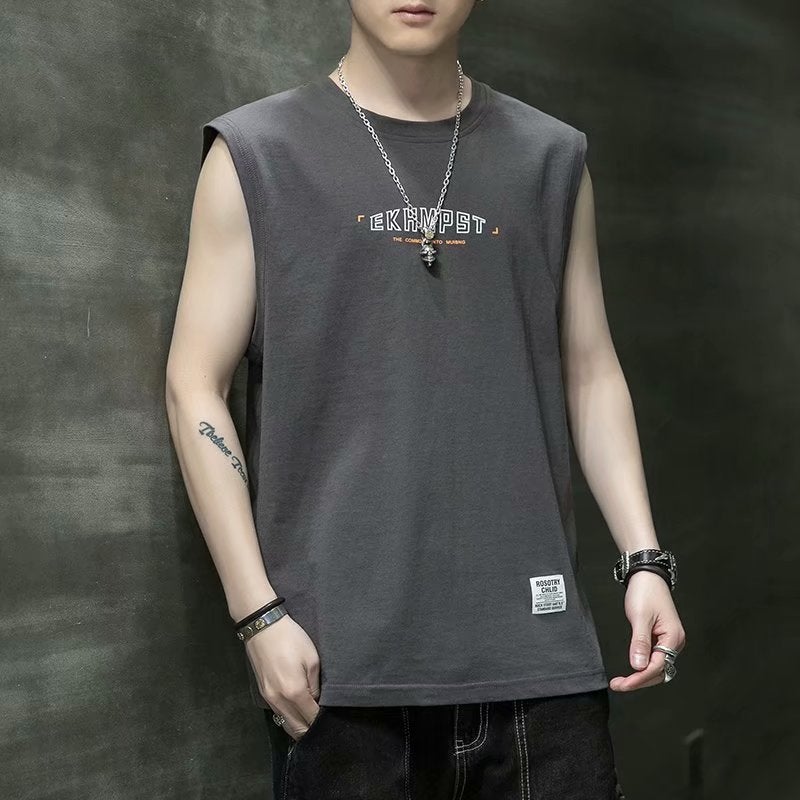 Sleeveless T-Shirt Men'S Summer Casual Vest Sports Loose Thin Waistcoat Basketball Trendy New Vest Outer Wear - Image 5