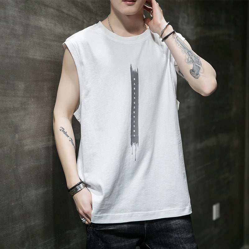 Sleeveless T-Shirt Men'S Summer Casual Vest Sports Loose Thin Waistcoat Basketball Trendy New Vest Outer Wear - Image 1