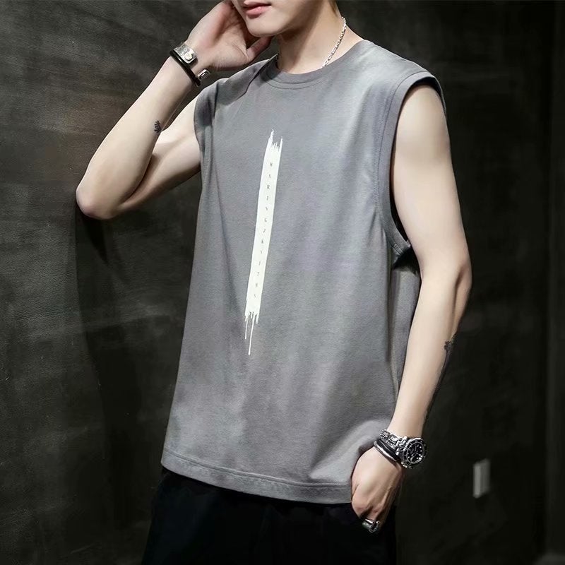 Sleeveless T-Shirt Men'S Summer Casual Vest Sports Loose Thin Waistcoat Basketball Trendy New Vest Outer Wear - Image 2