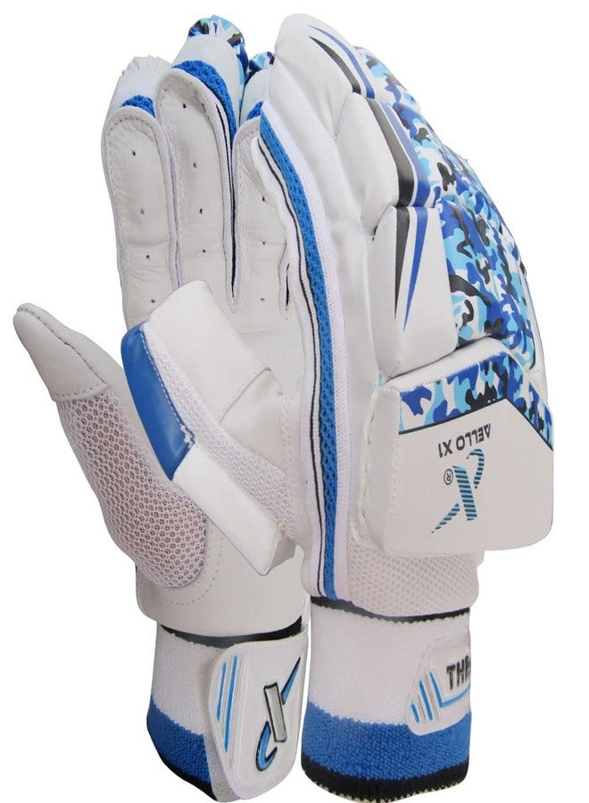 THRAX Leather Aello X 1 Cricket Batting Gloves Standard Size Right Hand Blue And White - Image 1