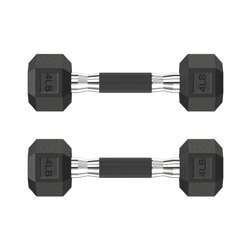 HANDBODE Hex Rubber Dumbbells, Non-Slip Handle Design for Secure & Comfortable Grip, Hand Weights for Strength Training and Home Gym/Pair of 4 LB - Image 1