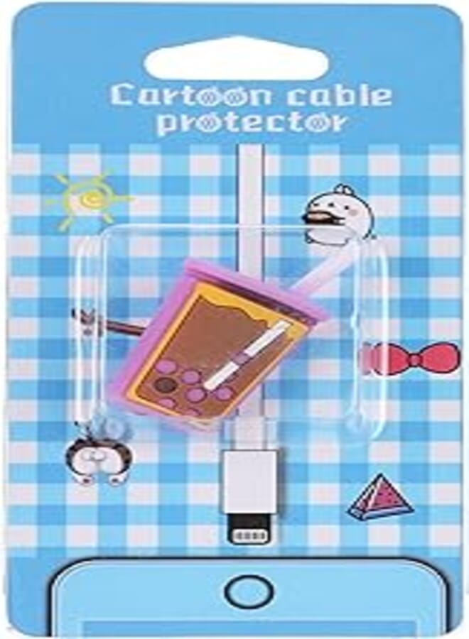 Generic Silicone Cable Bite With Cartoon Drink Design For Your Charging Cord - Multi Color